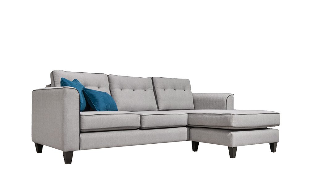 Boland 3 Seater Chaise End Sofa in Aosta Silver