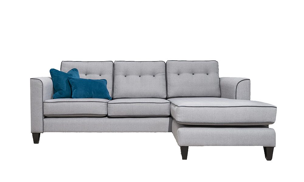 Boland 3 Seater Chaise End Sofa in Aosta Silver 