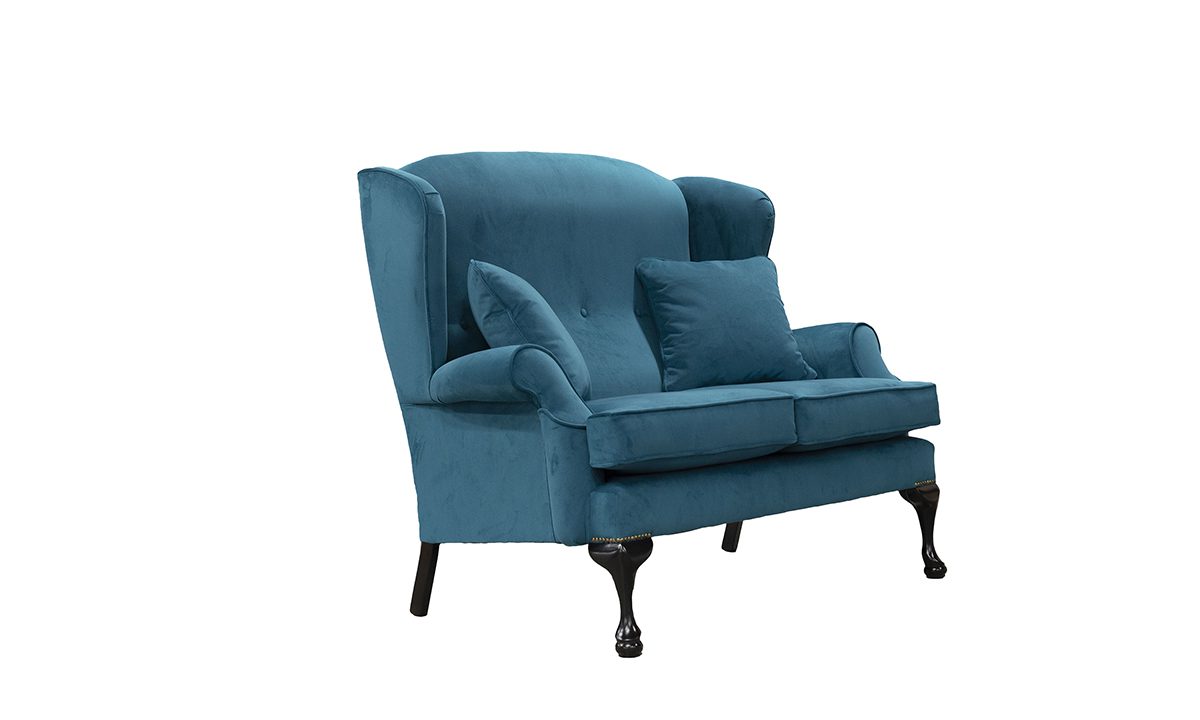Queen Anne 2 Seater Sofa in Plush Mallard