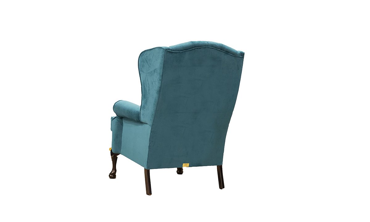 Queen Anne Chair Deep Button Back in Plush Mallard