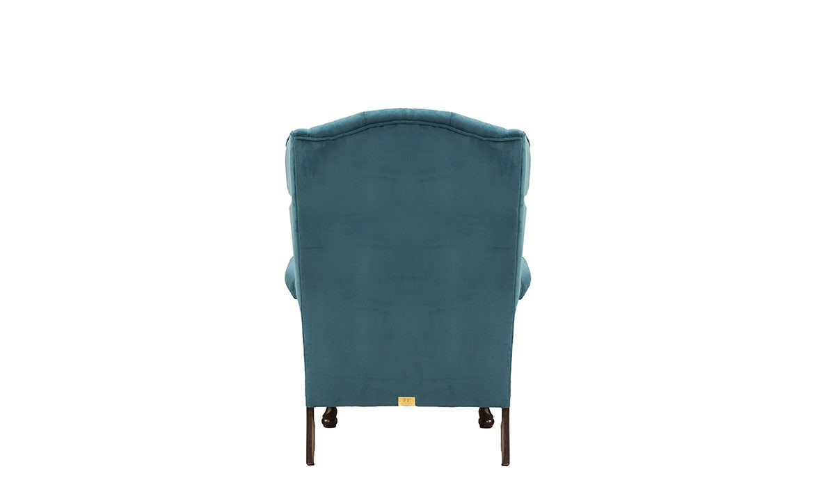 Queen Anne Chair Deep Button Back in Plush Mallard