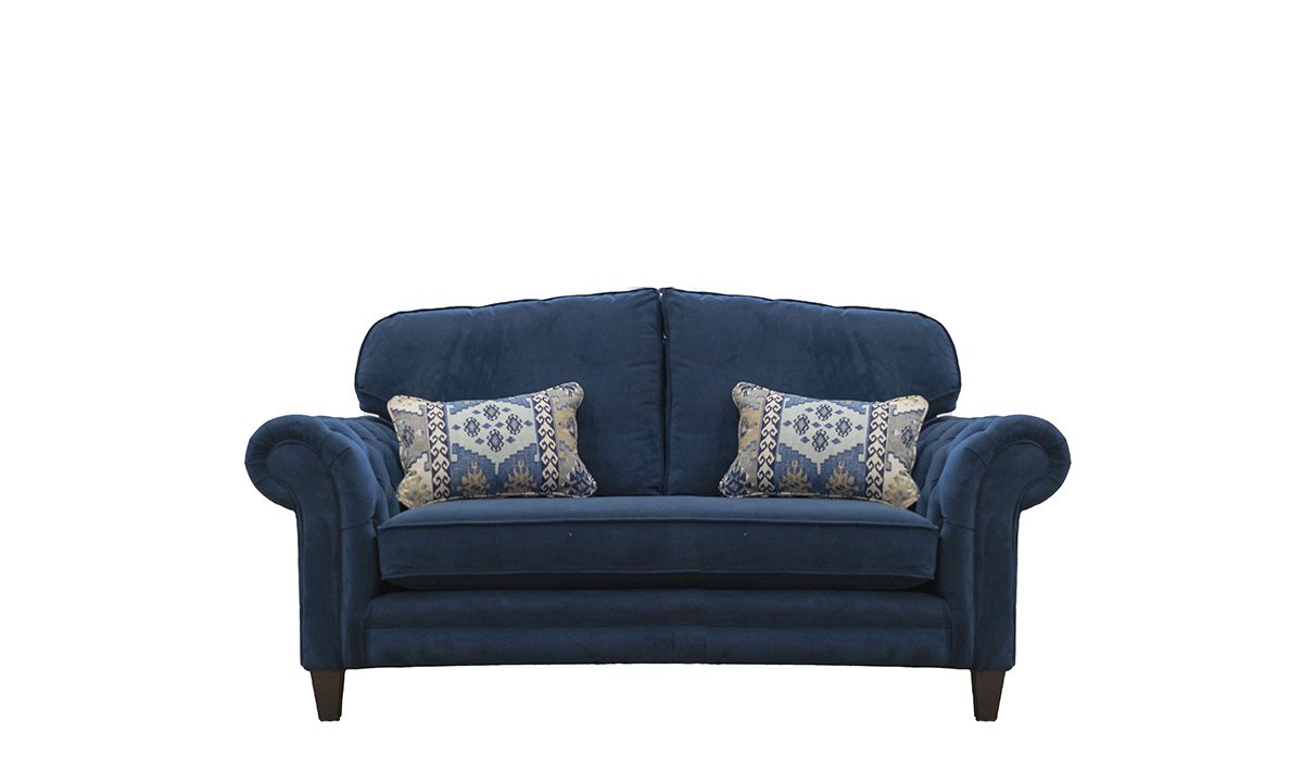 Bespoke Louis 2 Seater Sofa Deep Button Arms, Bench Seat in Plush Indigo - 519669