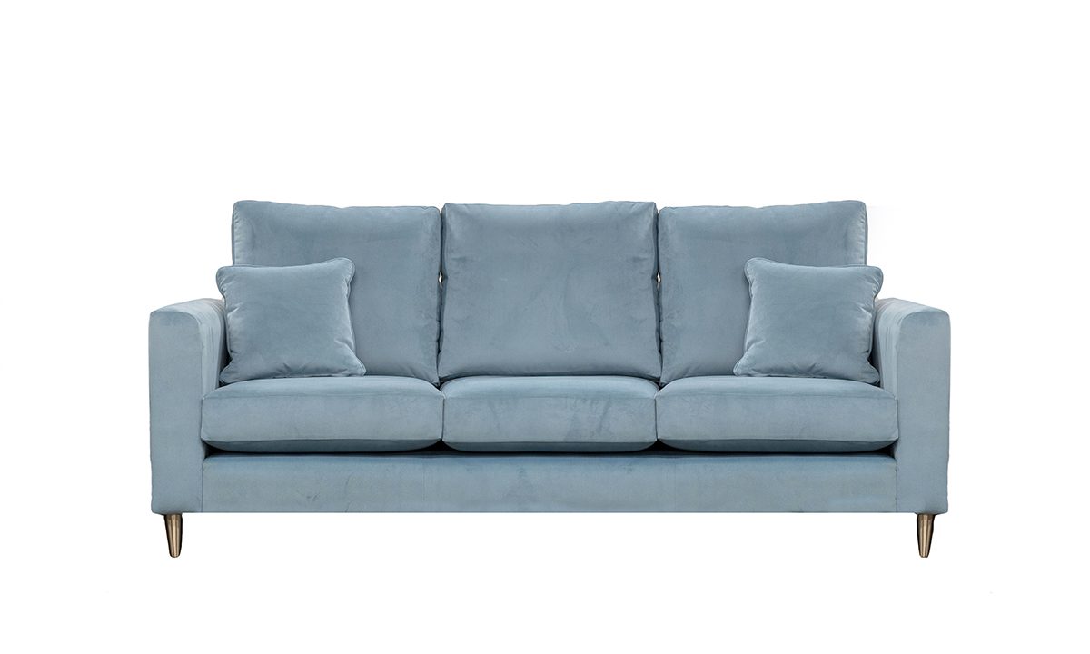 Bespoke Nolan 3 Seater Sofa in Plush Airforce - Back Cushions Raised