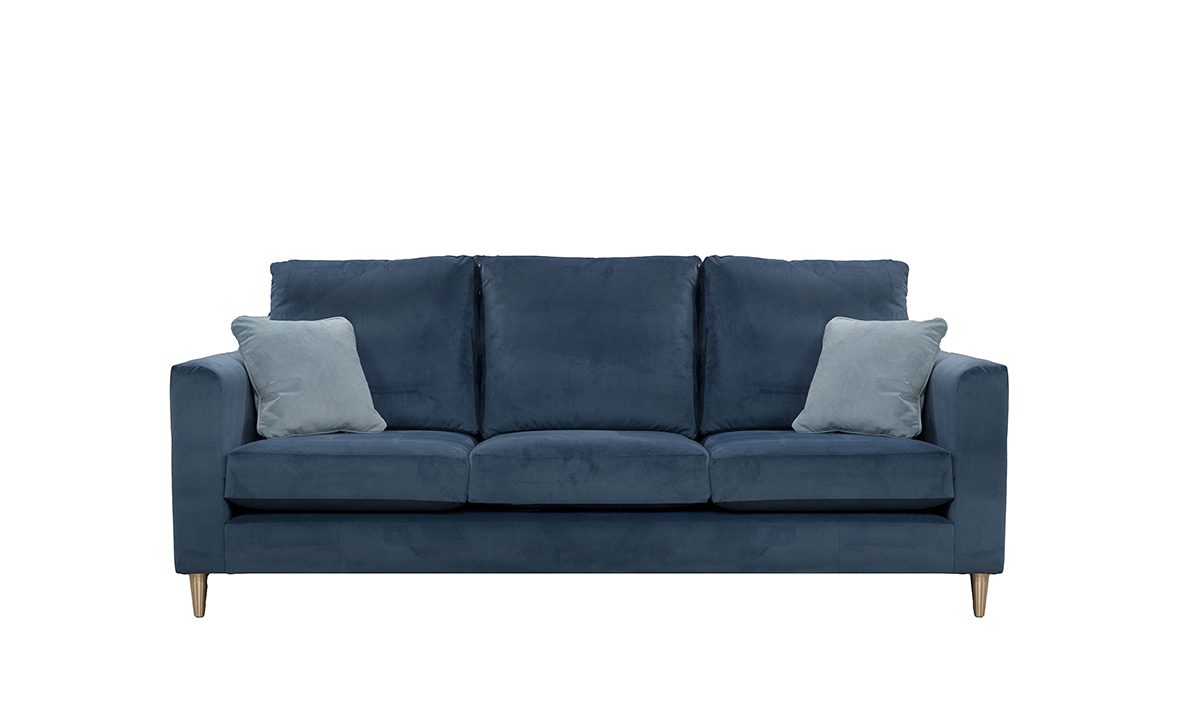 Bespoke Nolan 3 Seater Sofa in Plush Indigo - Back Cushions Raised