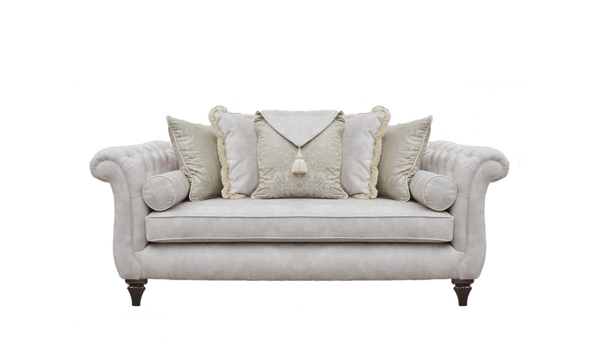 La Scala Sofa, Deep Button Arm in Lovely Ivory