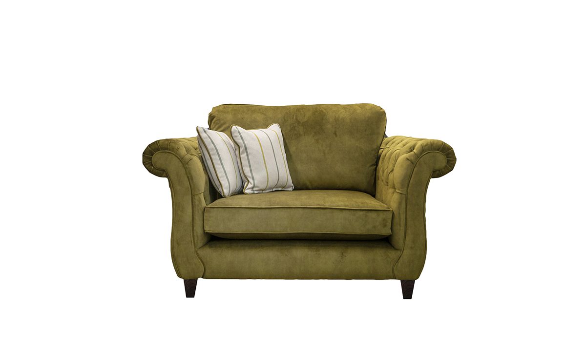 Lafayette Love Seat Sofa, Deep Button Arms in Lovely Moss - 405766