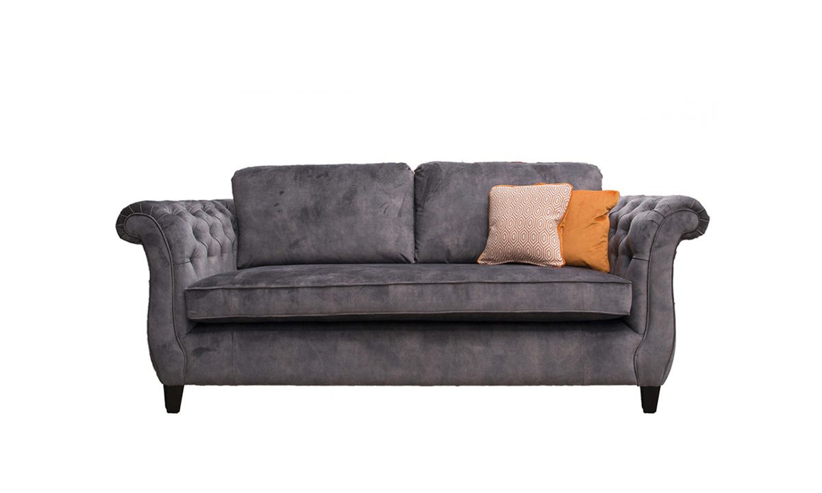 Lafayette 3 Seater Sofa, Deep Button Arms in Lovely Asphalt