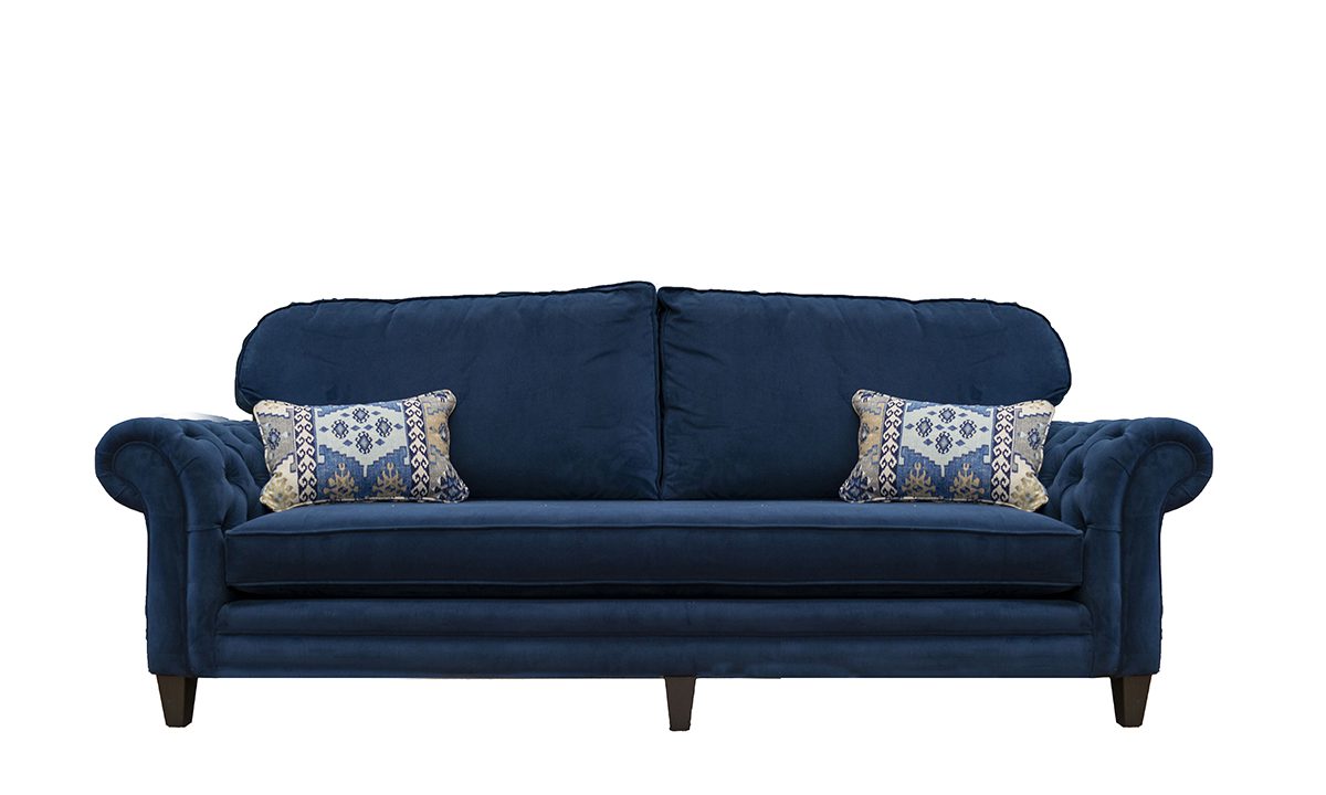 Bespoke Louis Grand Sofa Deep Button Arms, Bench Seat in Plush Indigo - 519669