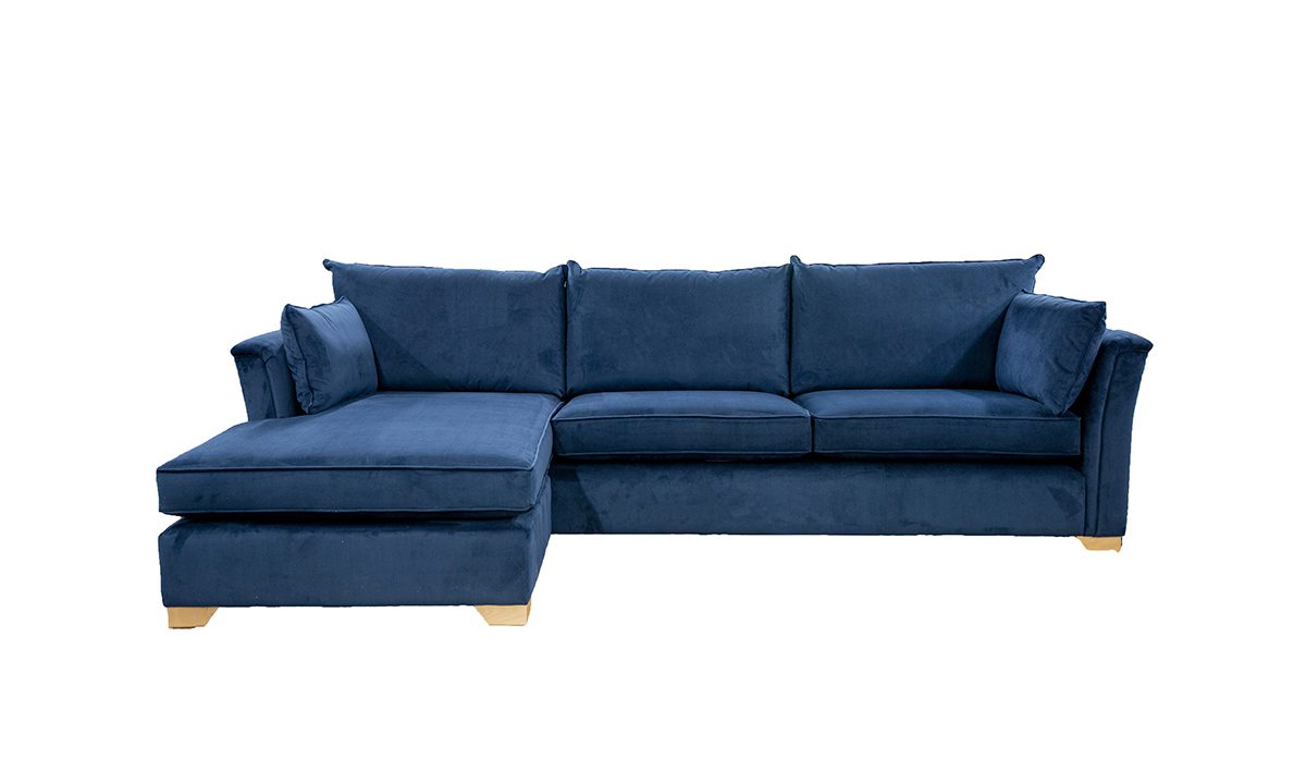 Monroe 3 Seater Chaise End Sofa in Plush Indigo