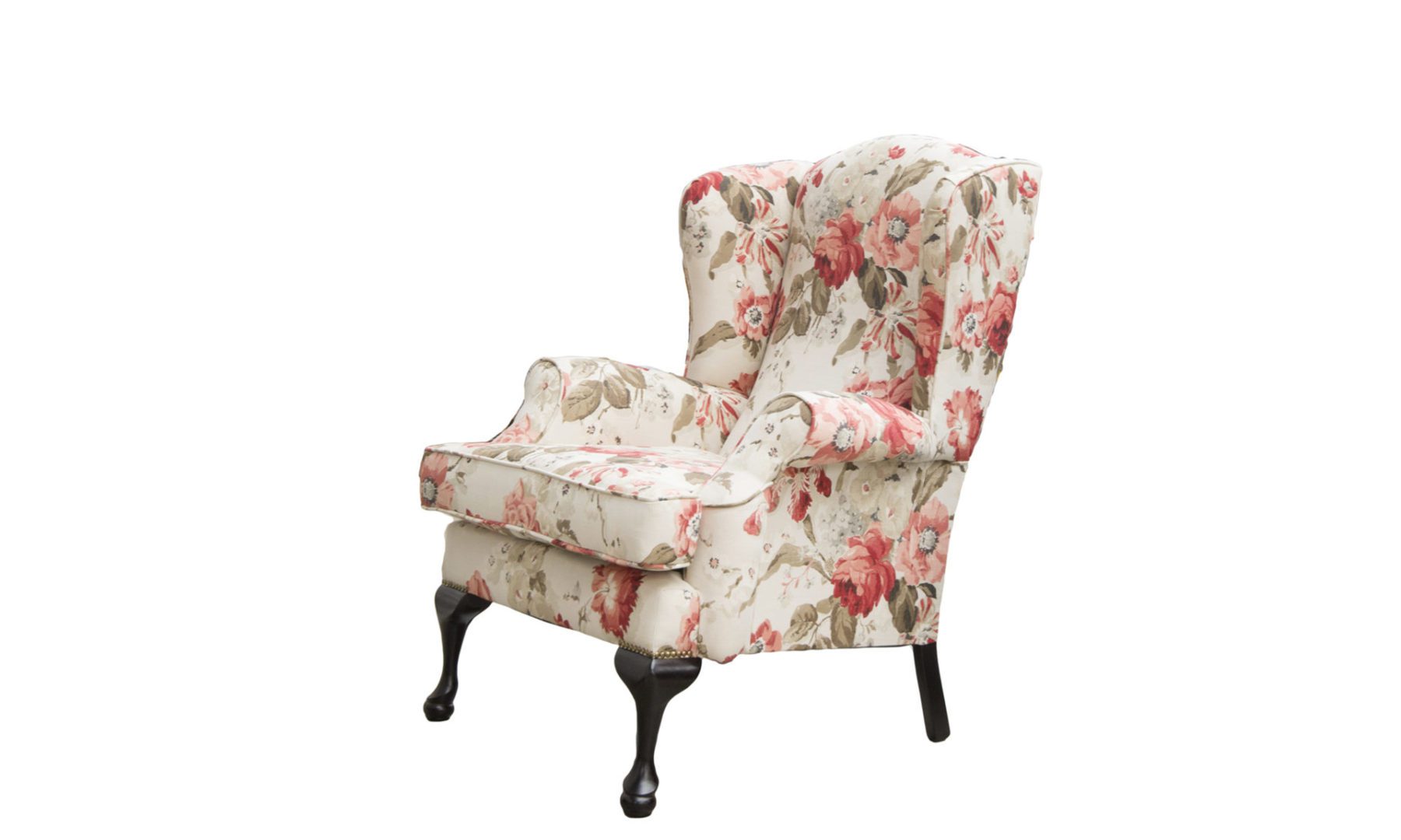 Queen Anne Chair in Warwick Wolseley Red, Platinum Plus Collection Fabric