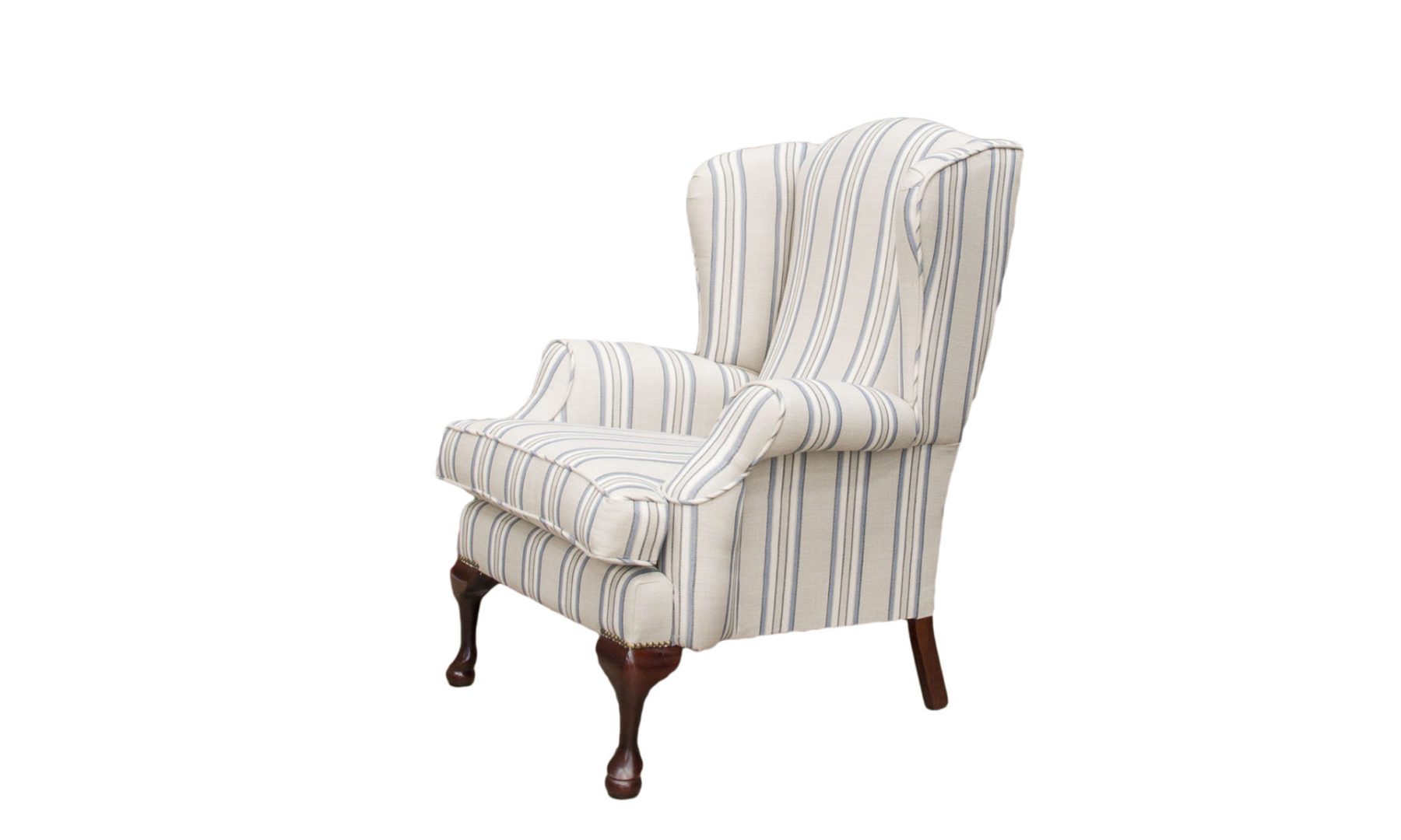 Queen Anne Chair in Volkan Stripe Nordic, Silver Collection Fabric