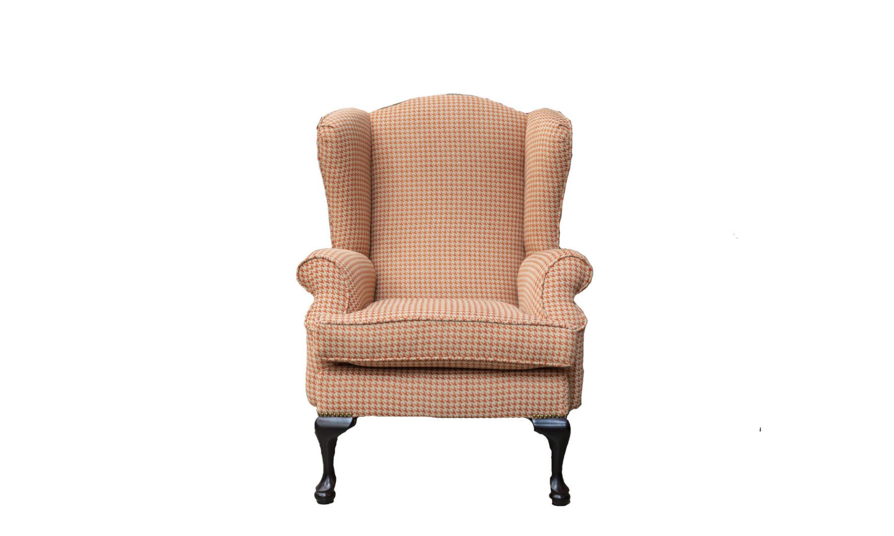 Queen Anne Chair in Poppy Orange, Silver Collection Fabric
