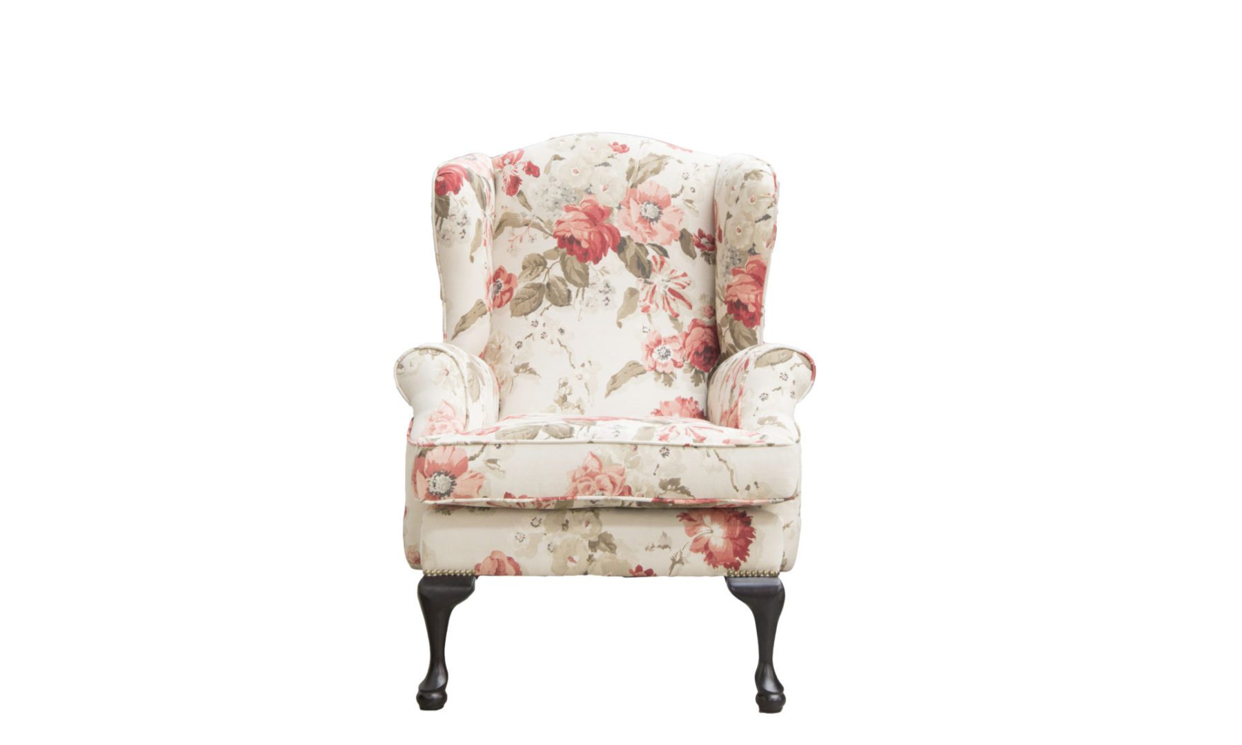 Queen Anne Chair in Warwick Wolseley Red, Platinum Plus Collection Fabric