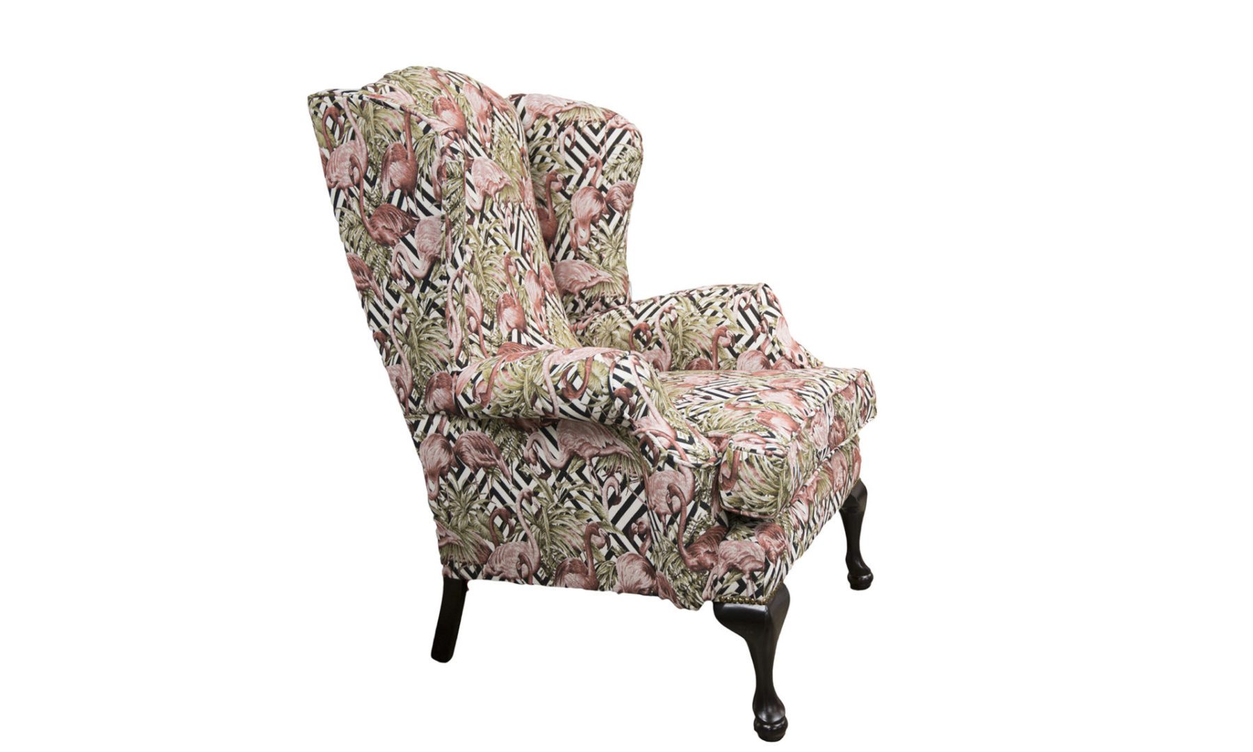 Queen Anne Chair in Flamingo Brick, Gold Collection Fabric