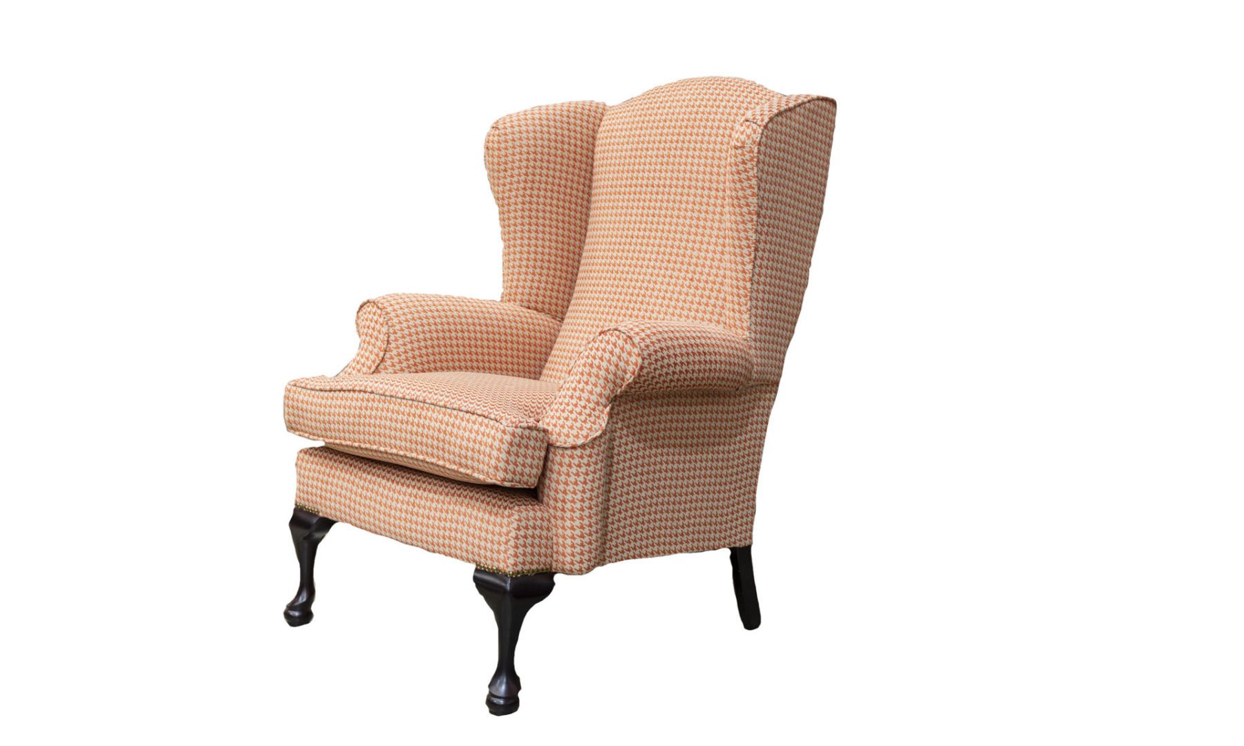 Queen Anne Chair in Poppy Orange, Silver Collection Fabric