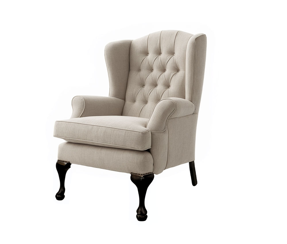 Plush Brinjal Queen Anne Deep Buttoned Chair