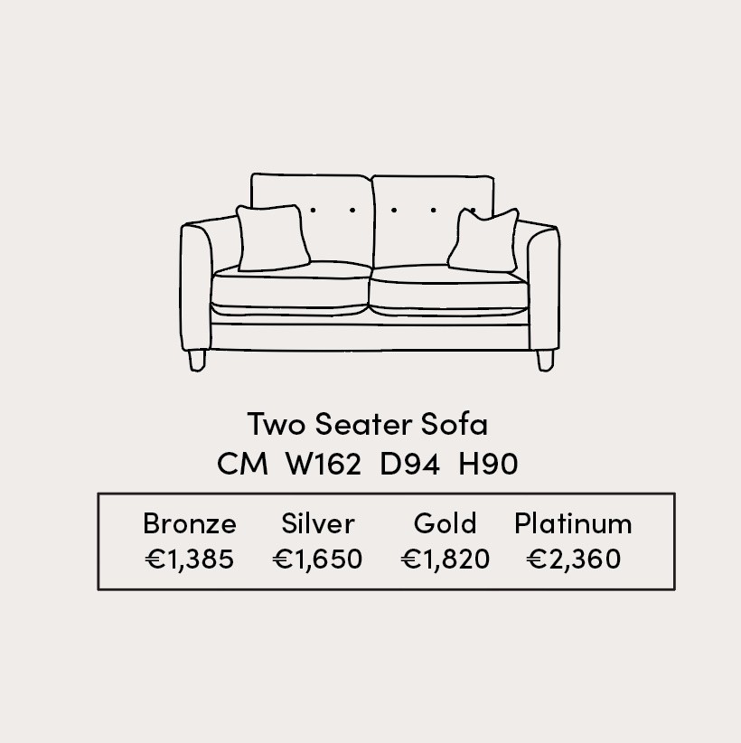 Boland 2 seater in Antwerp Cream Specifications