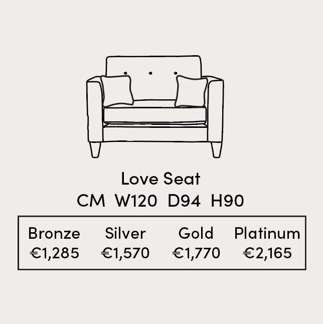 Boland Love Seat in Antwerp Cream Specifictions