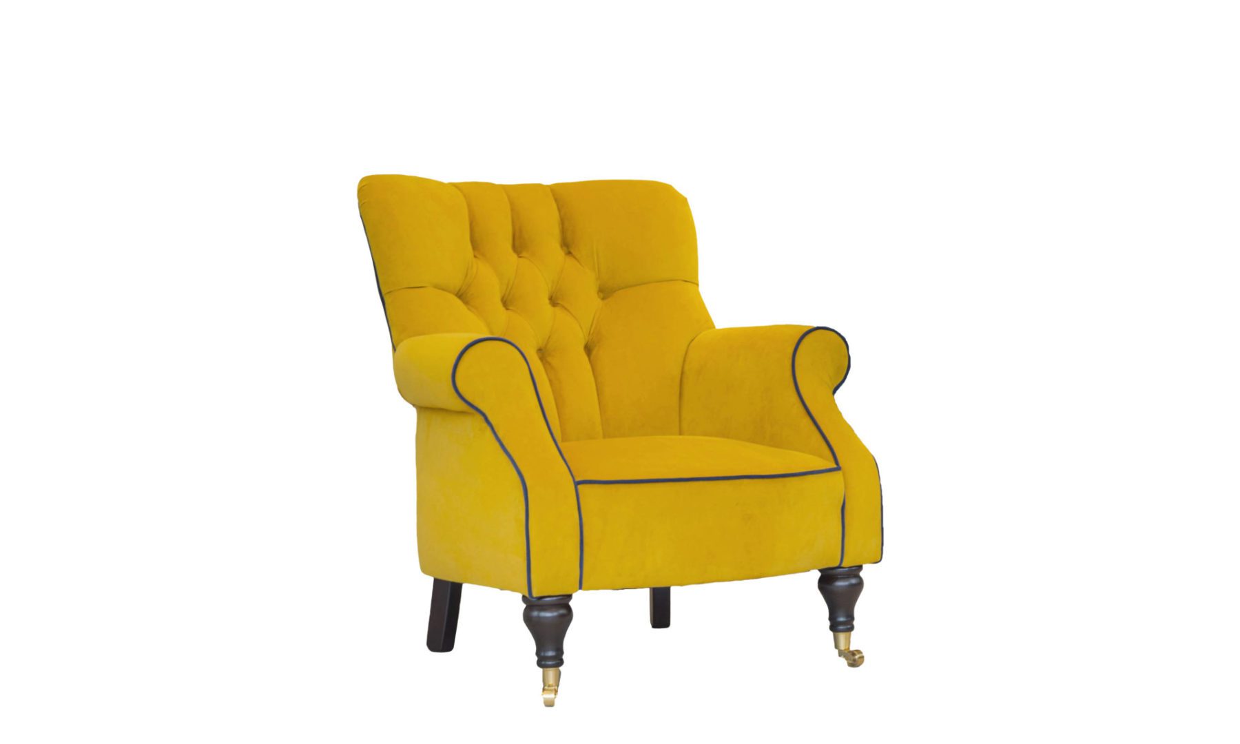 Matisse Chair Deep Button Back in Plush Turmeric, Silver Collection