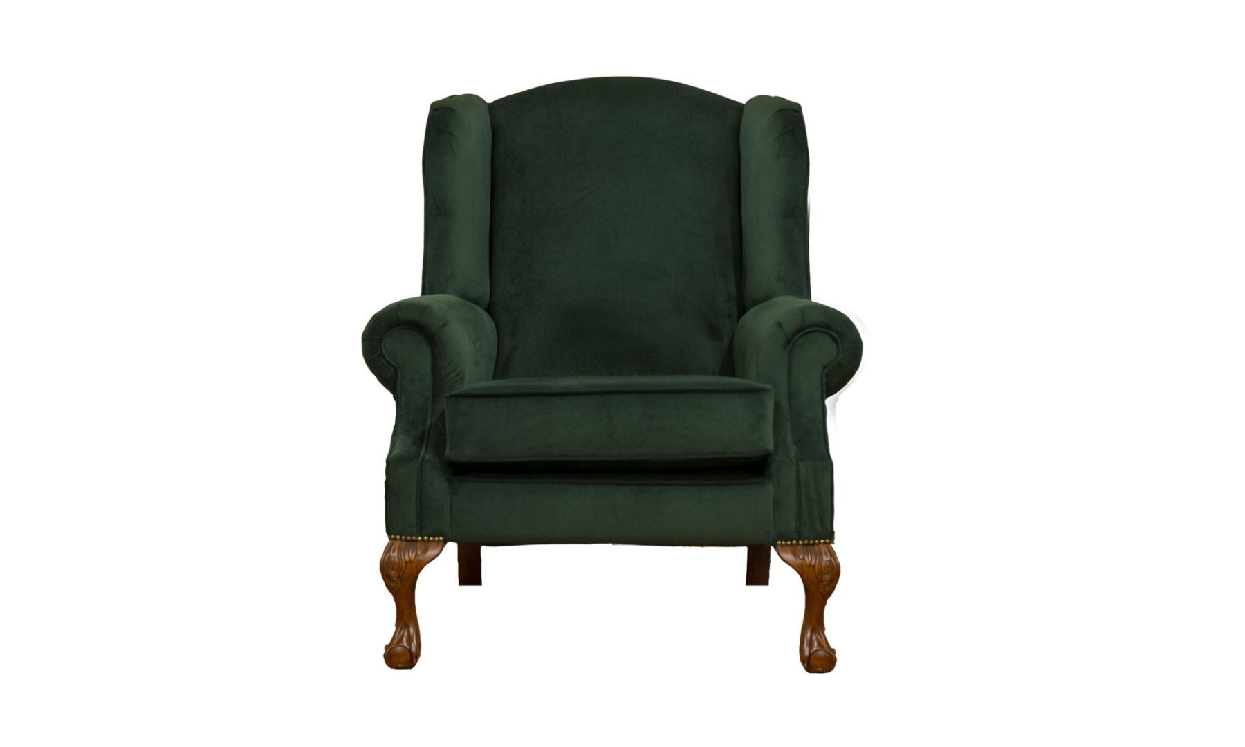 King Chair in Plush Hunter, Silver Collection Fabric