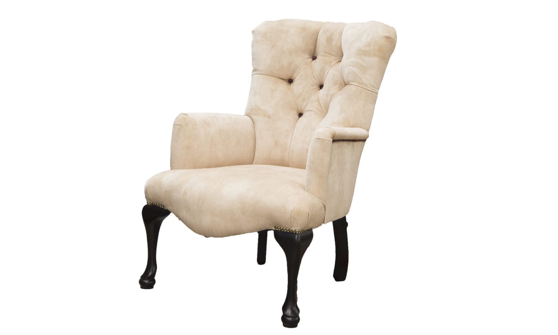 Aisling Deep Button Back Chair in Lovely Champagne, Gold Collection Fabric