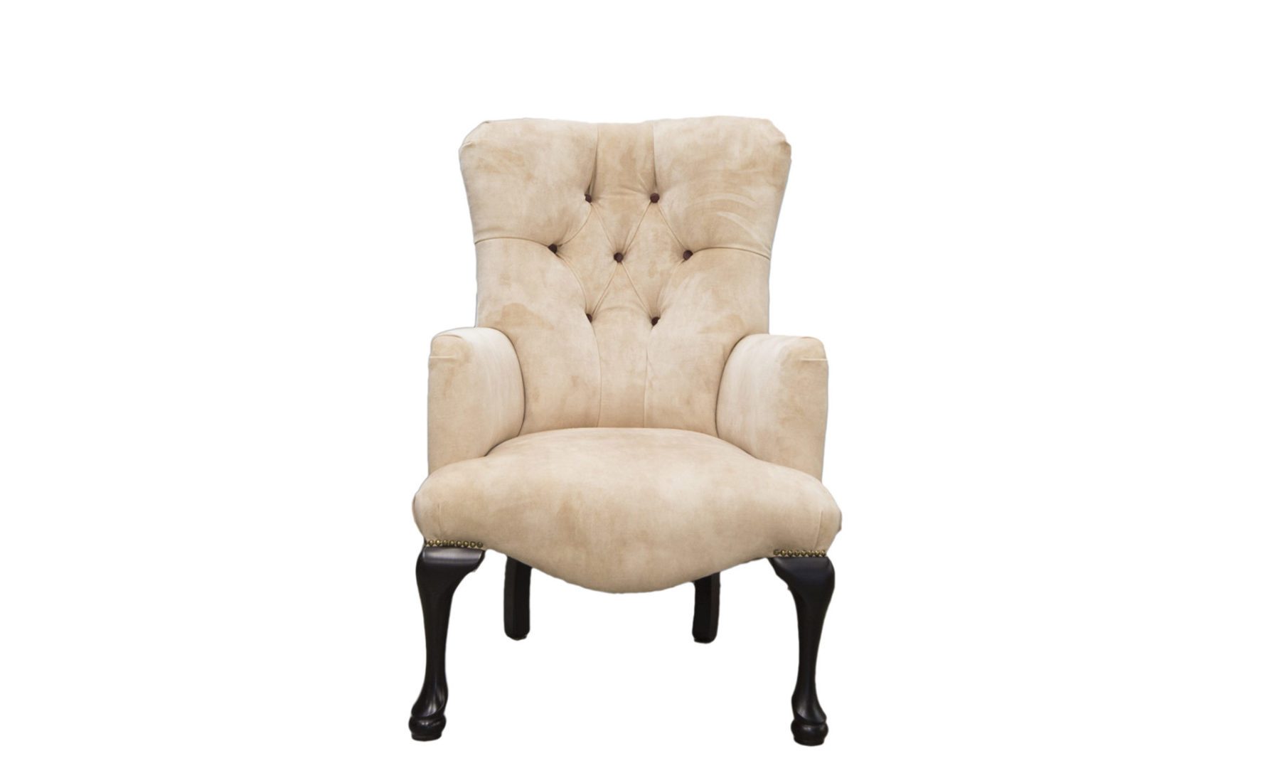 Aisling Deep Button Back Chair in Lovely Champagne, Gold Collection Fabric