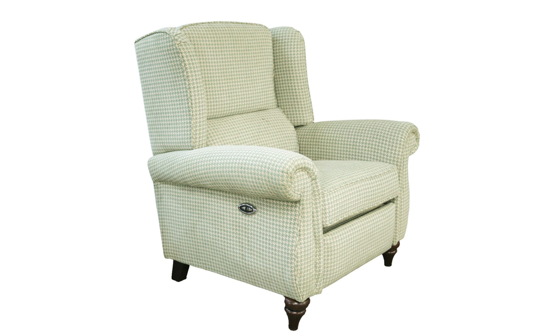 Greville Recliner Chair in Poppy Aqua, Silver Collection of Fabrics