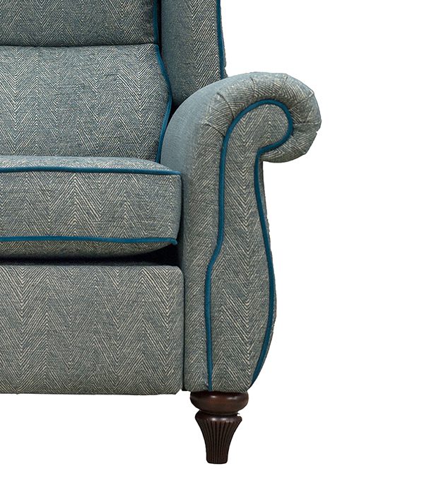 Greville Recliner Motoried in Loisa Herringbone Ocean, Silver Collection Fabric