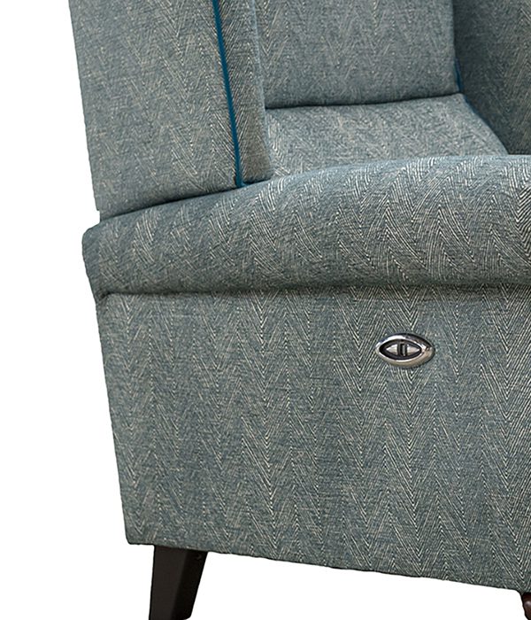 Greville Recliner Motoried in Loisa Herringbone Ocean, Silver Collection Fabric ,