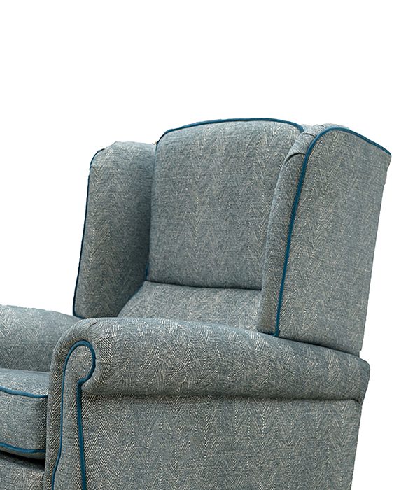 Greville Recliner Motoried in Loisa Herringbone Ocean, Silver Collection Fabric ,