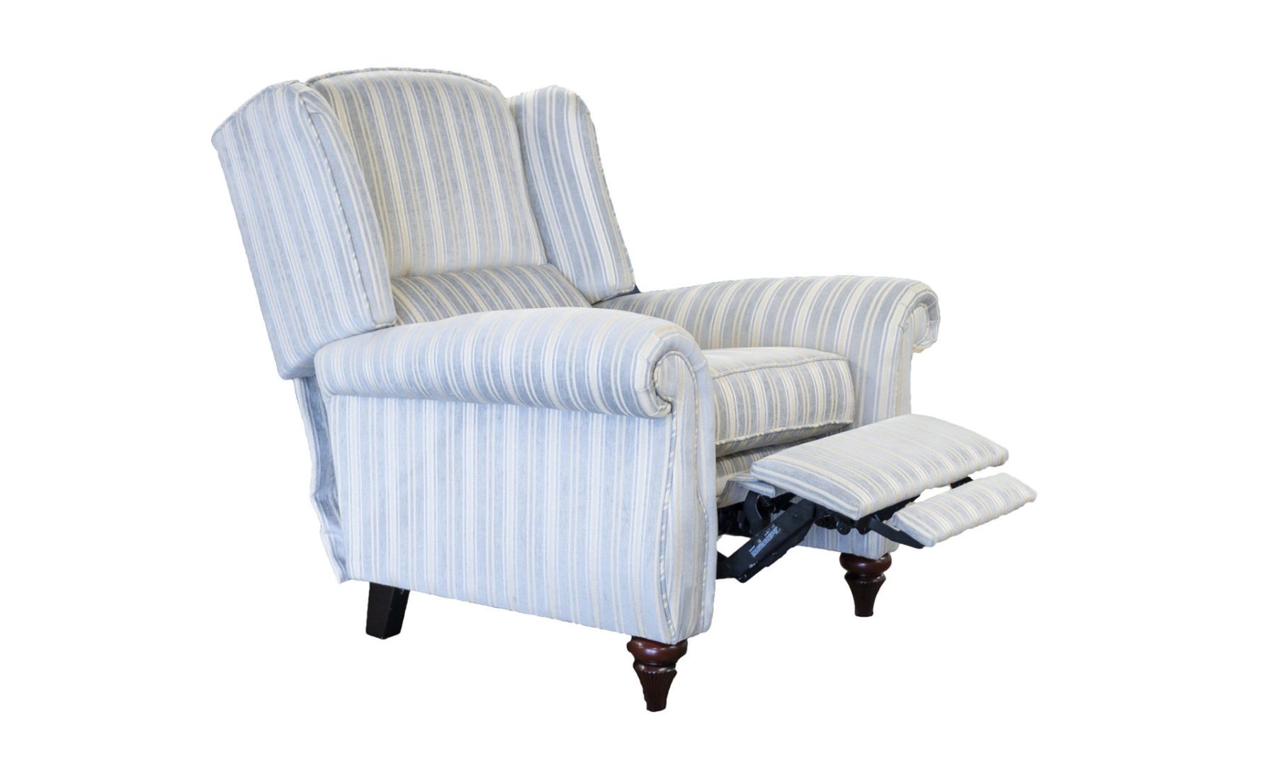 Greville Recliner Chair in Tolstoy Stripe Ocean, Platinum Collection Fabric