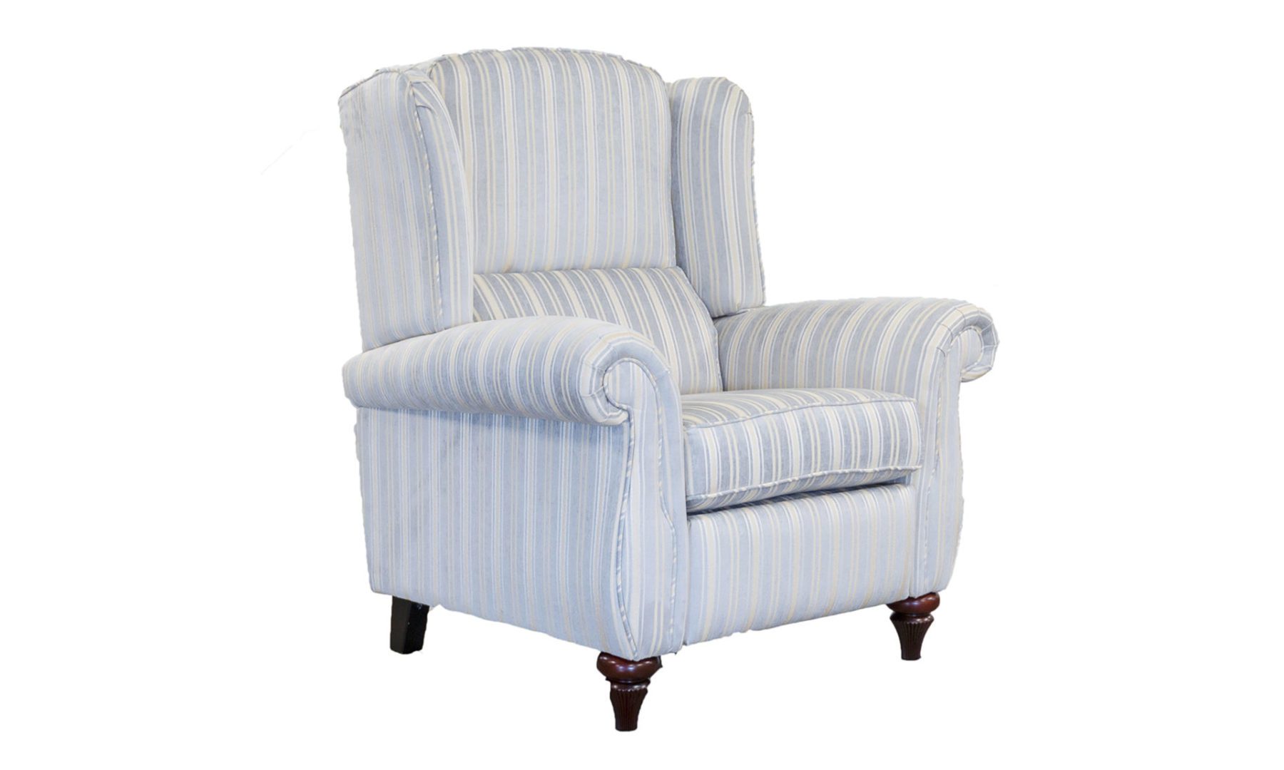 Greville Recliner Chair in Tolstoy Stripe Ocean, Platinum Collection Fabric