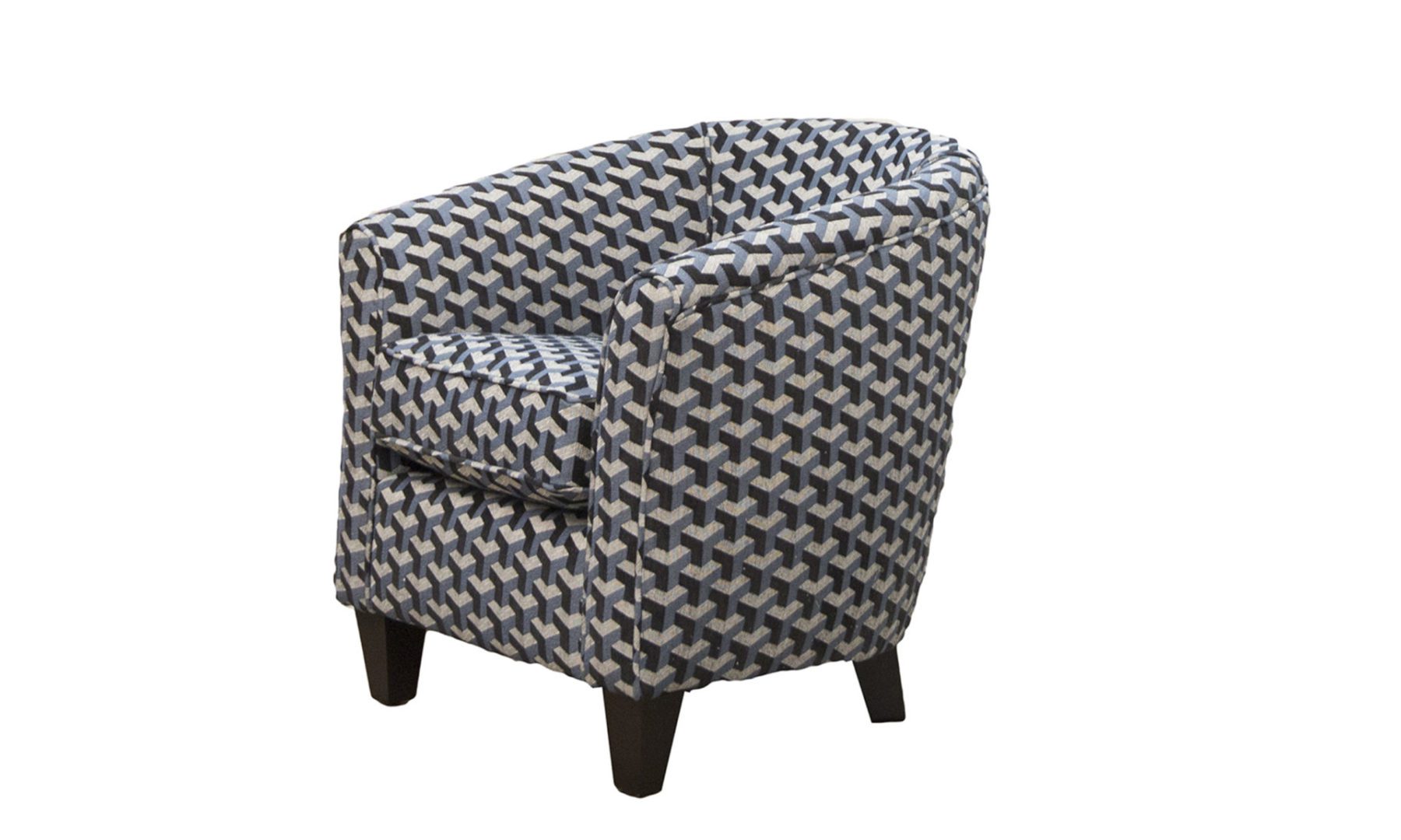 Tub Chair in Levonne Navy, Silver Collection of Fabrics