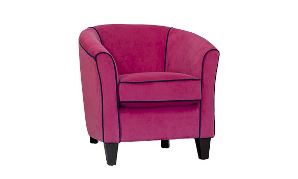 Tub Chair in Plush Peony, Silver Collection Fabric