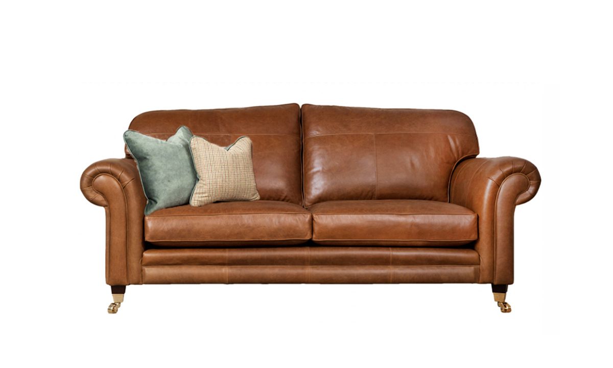 Leather Louis 3 Seater Sofa in Mustang Rust