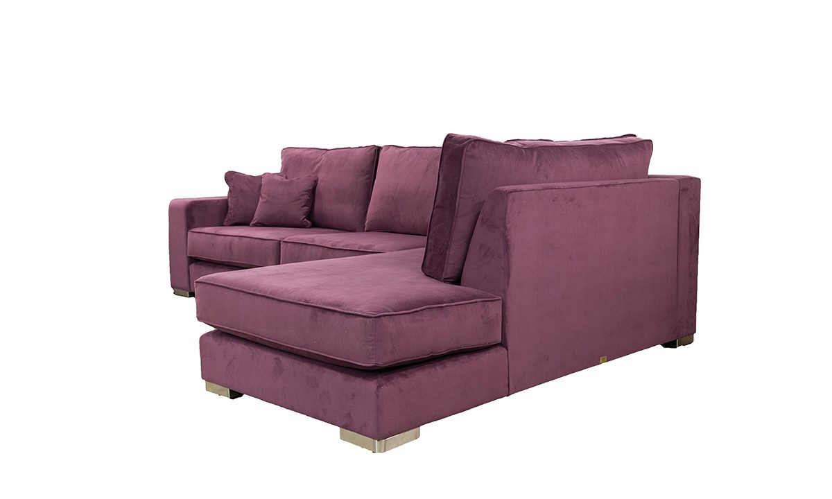 Antonio 3 Seater Chaise Sofa in Plush Brinjal