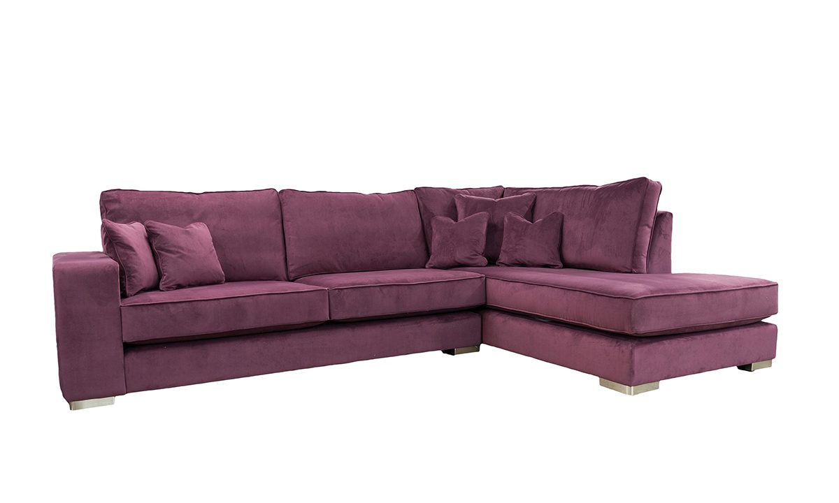 Antonio 3 Seater Chaise Sofa in Plush Brinjal