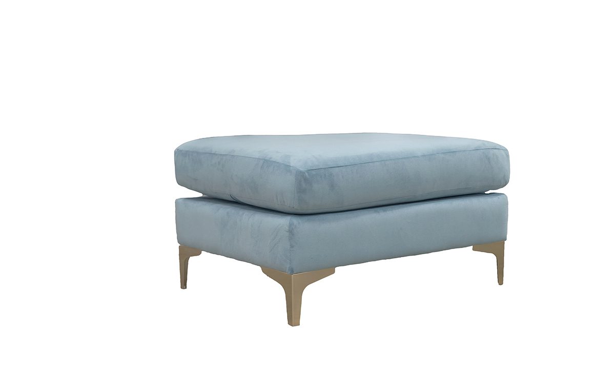 Baltimore Footstool Plush Aqua