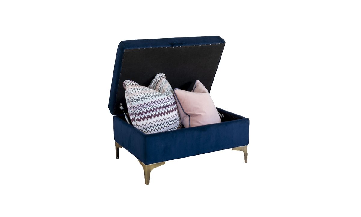 Baltimore Footstool With Storage Plush Indigo
