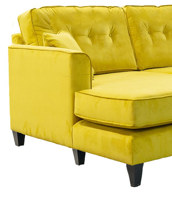 Boland 4 Seater Chaise End Sofa in Plush Turmeric