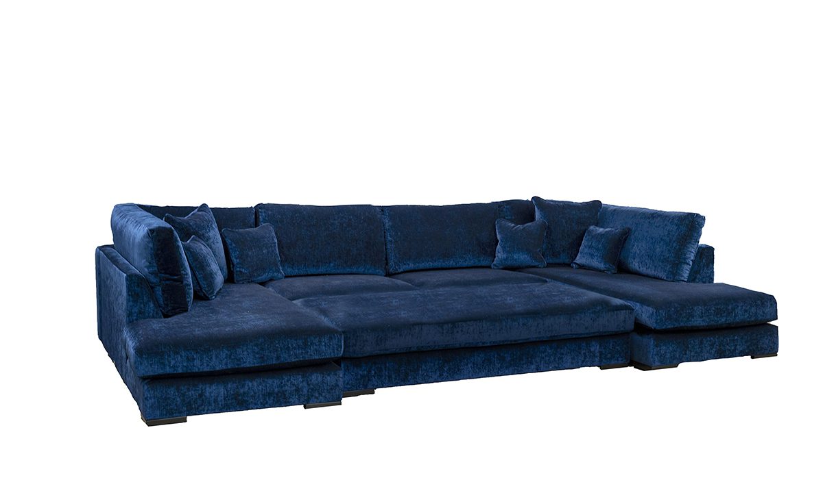 Colorado Corner Chaise Sofa with bespoke Island Footstool in Mancini Carbon  