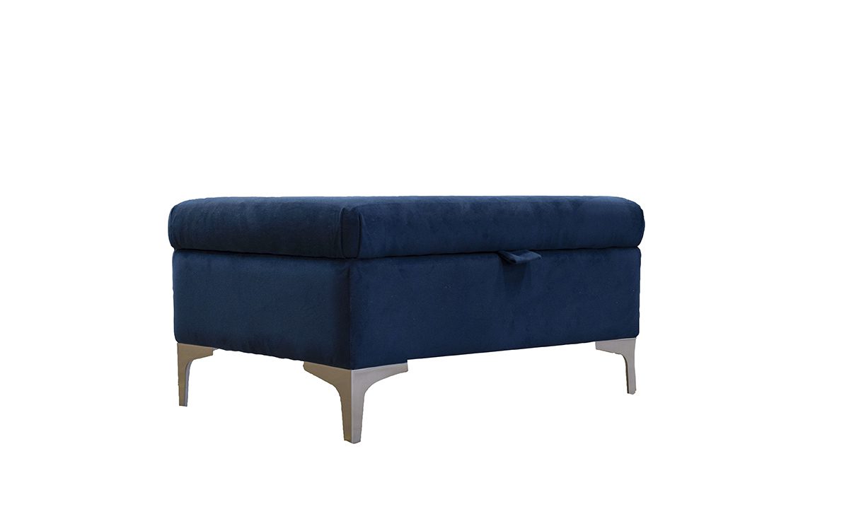 Baltimore Footstool With Storage Plush Indigo