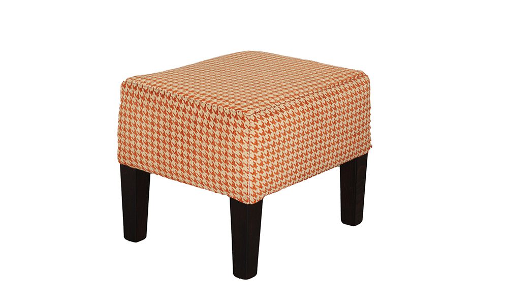 Harvard Footstool in Poppy Orange, Silver Collection Fabric