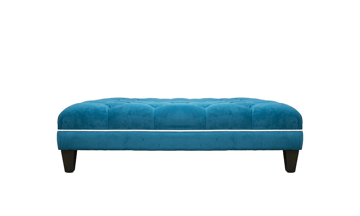 Bespoke Ottogrand Deep Button Footstool in Plush Mallard