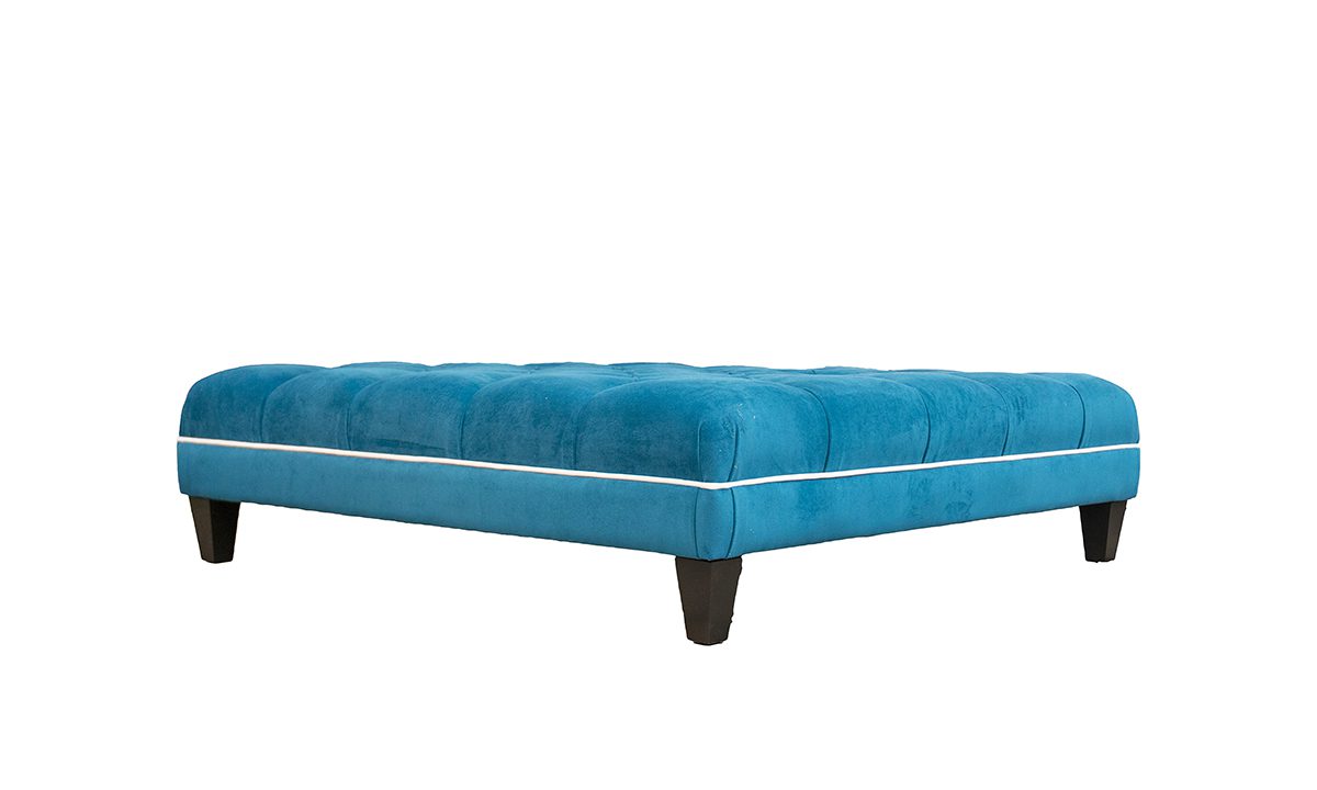 Bespoke Ottogrand Deep Button Footstool in Plush Mallard