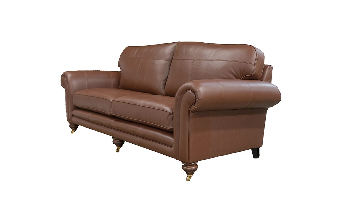 Leather Louis Grand Sofa in Lomond Copper Brown