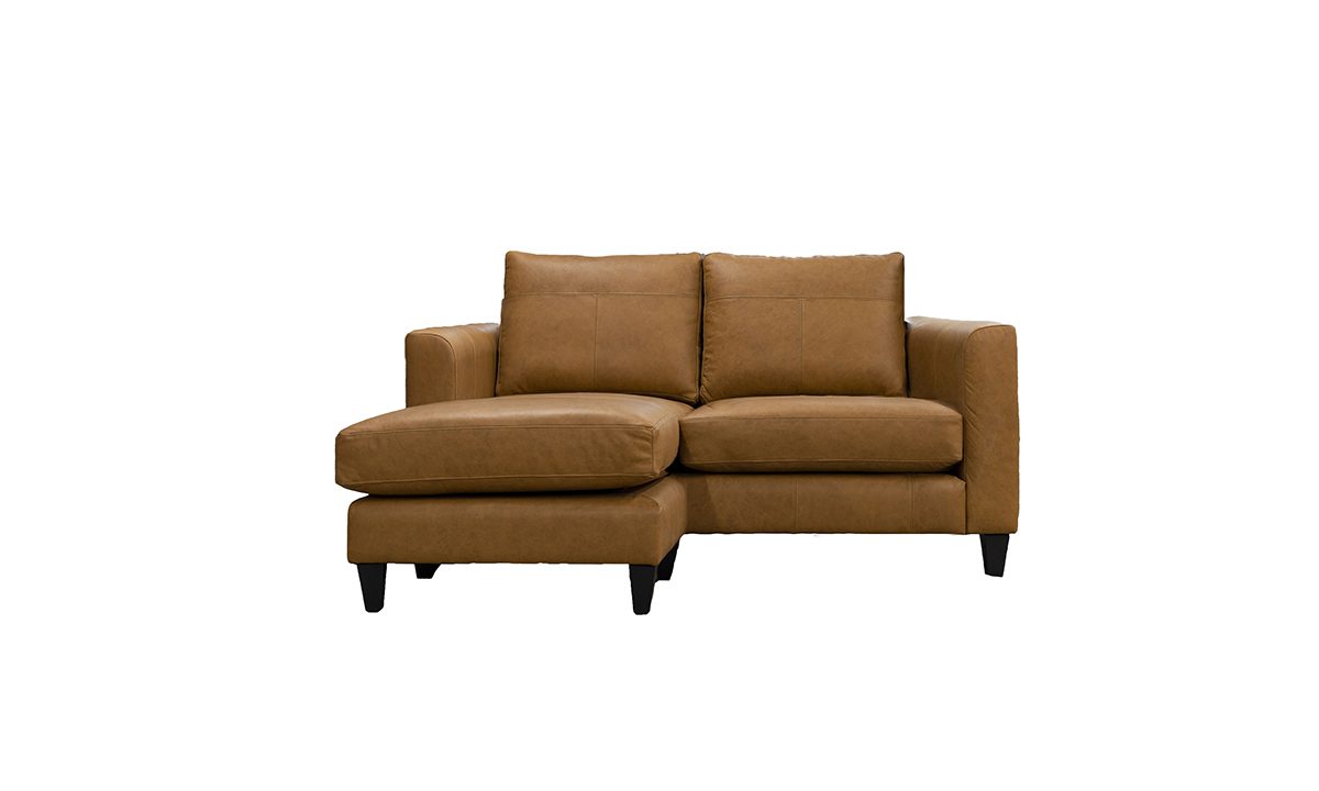 Leather Solo 2 Seater Chaise End Sofa in Origin Pyramid 