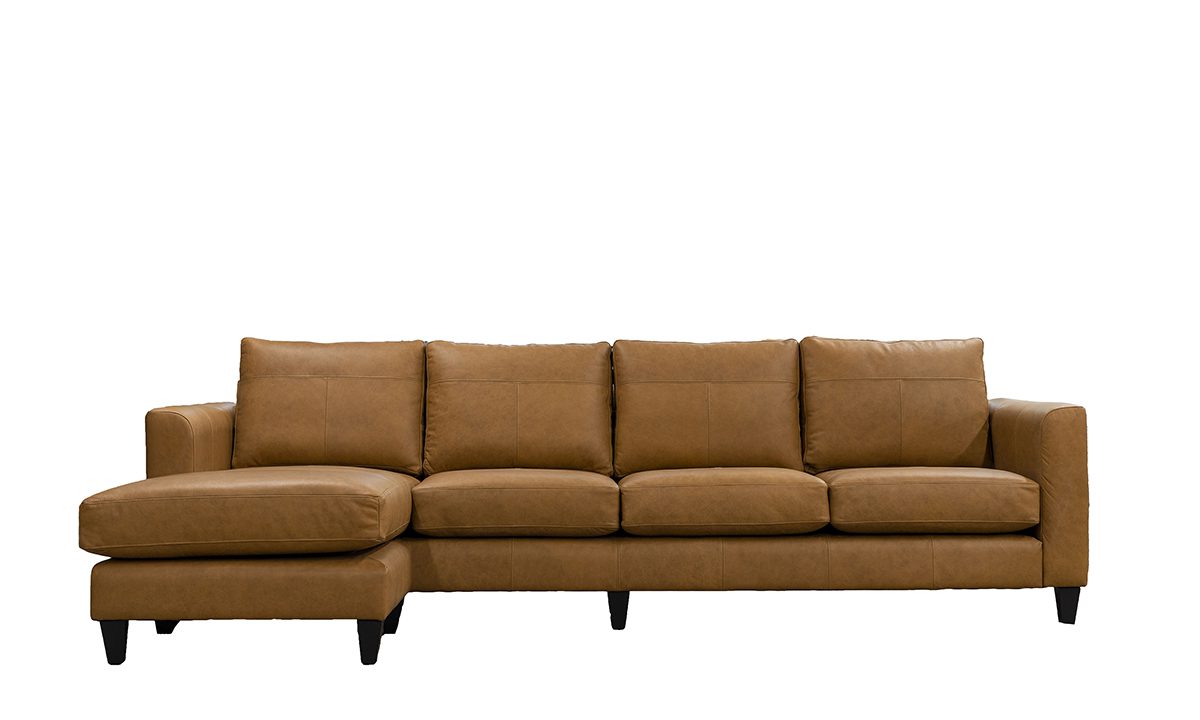 Leather Solo 4 Seater Chaise End Sofa in Origin Pyramid 