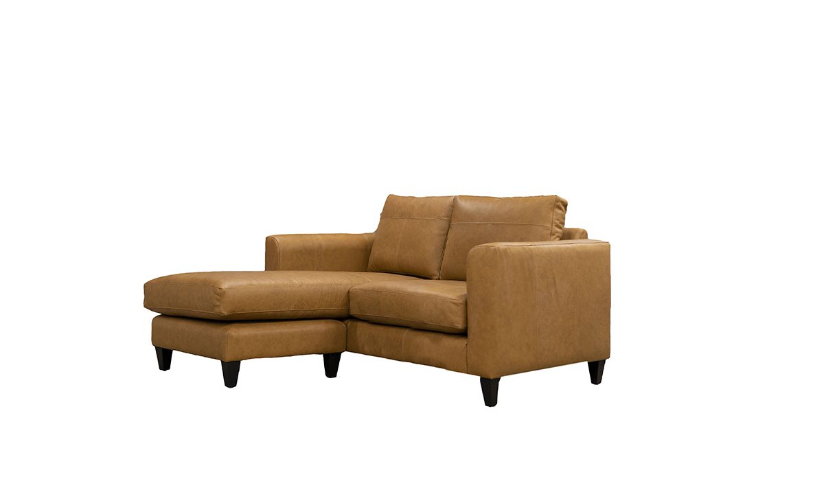 Leather Solo 2 Seater Chaise End Sofa in Origin Pyramid 