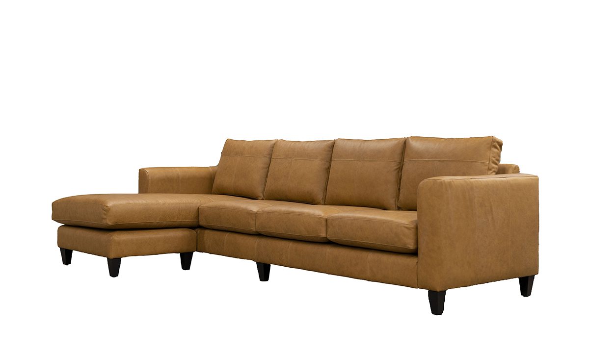 Leather Solo 4 Seater Chaise End Sofa in Origin Pyramid 